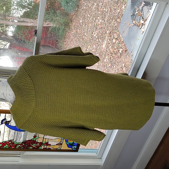 Coldwater Creek Cowl-Neck Sparkling Sweater Neutral Green Plus Size 1X - Picture 4 of 8